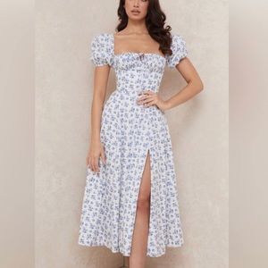 NWT House of CB Tallulah Dress in Blue White Floral
